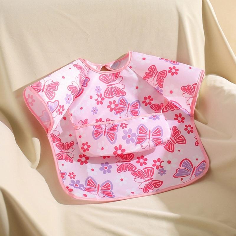 Adjustable Sleeveless Bib for Infants Baby Gentle On Skin Water Proofing Fabric Foof Catcher Pocket Design for Nursing