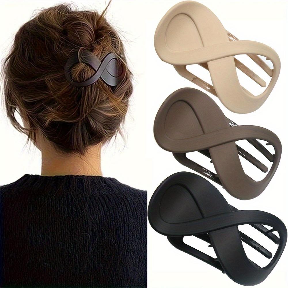 

3Pcs/set Stylish Matte Acrylic Hairpin - Large Neutral Solid Plastic Hairpin for Thick and Sparse Hairstyles