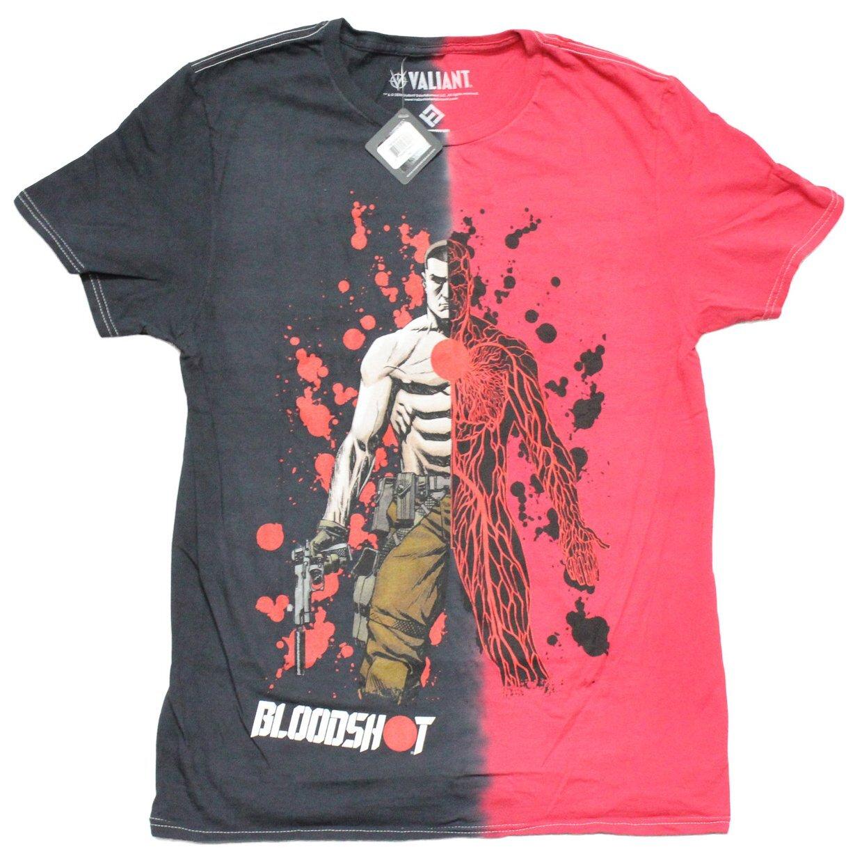 Bloodshot Valiant New Adult T-Shirt - Split Body Image Half Human Half Veins L