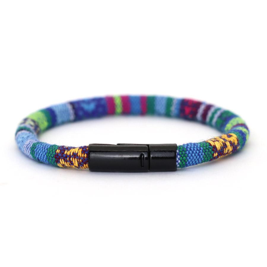 Double-Sided Embroidery Hand Rope Alloy Magnetic Clasp Ethnic Style Cotton Linen Bracelet Men Women Friendship Braslet