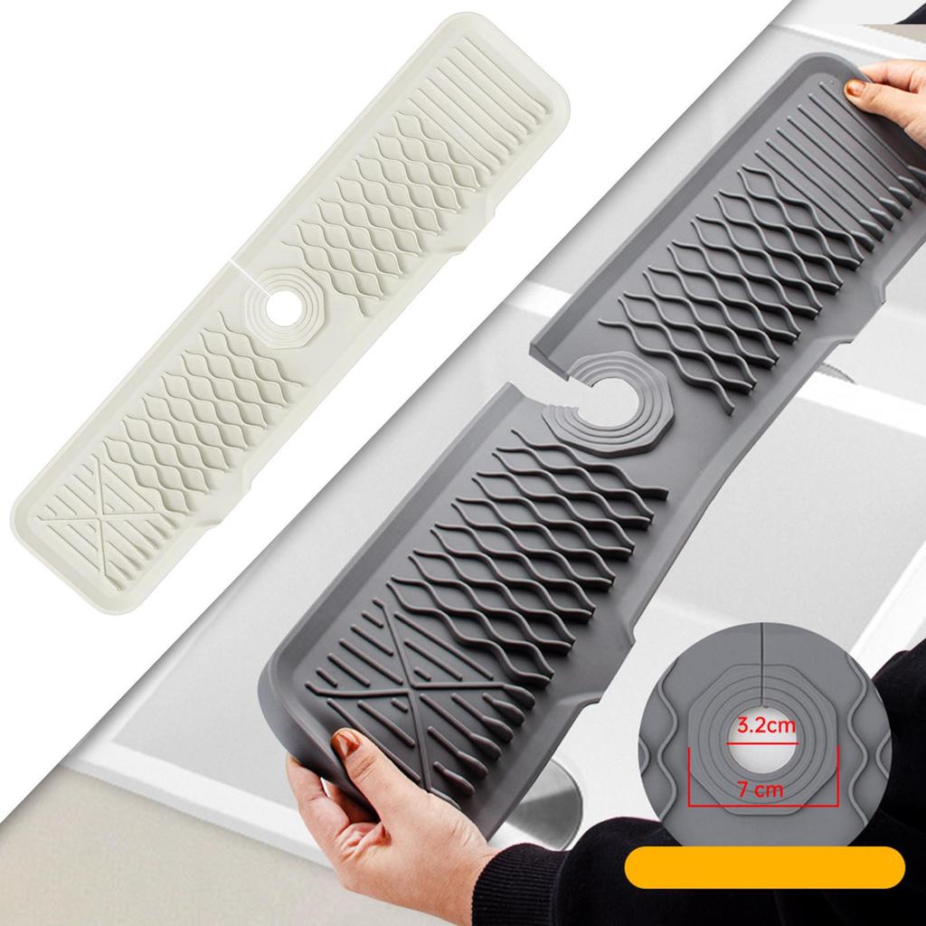 Kitchen Silicone Faucet Catcher Tray Mat Foldable Length 61cm Keep Your Countertop Dried and Clean