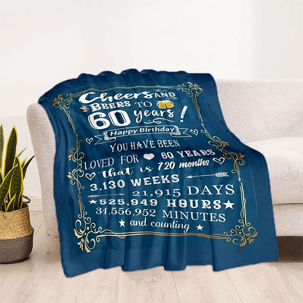 1pz Coperta Celebrazione Felice 60° Compleanno Morbida e Calda per Divano Ufficio Campeggio Viaggio Soggiorno Ottimo Regalo per Amici e Famiglia Confortevole