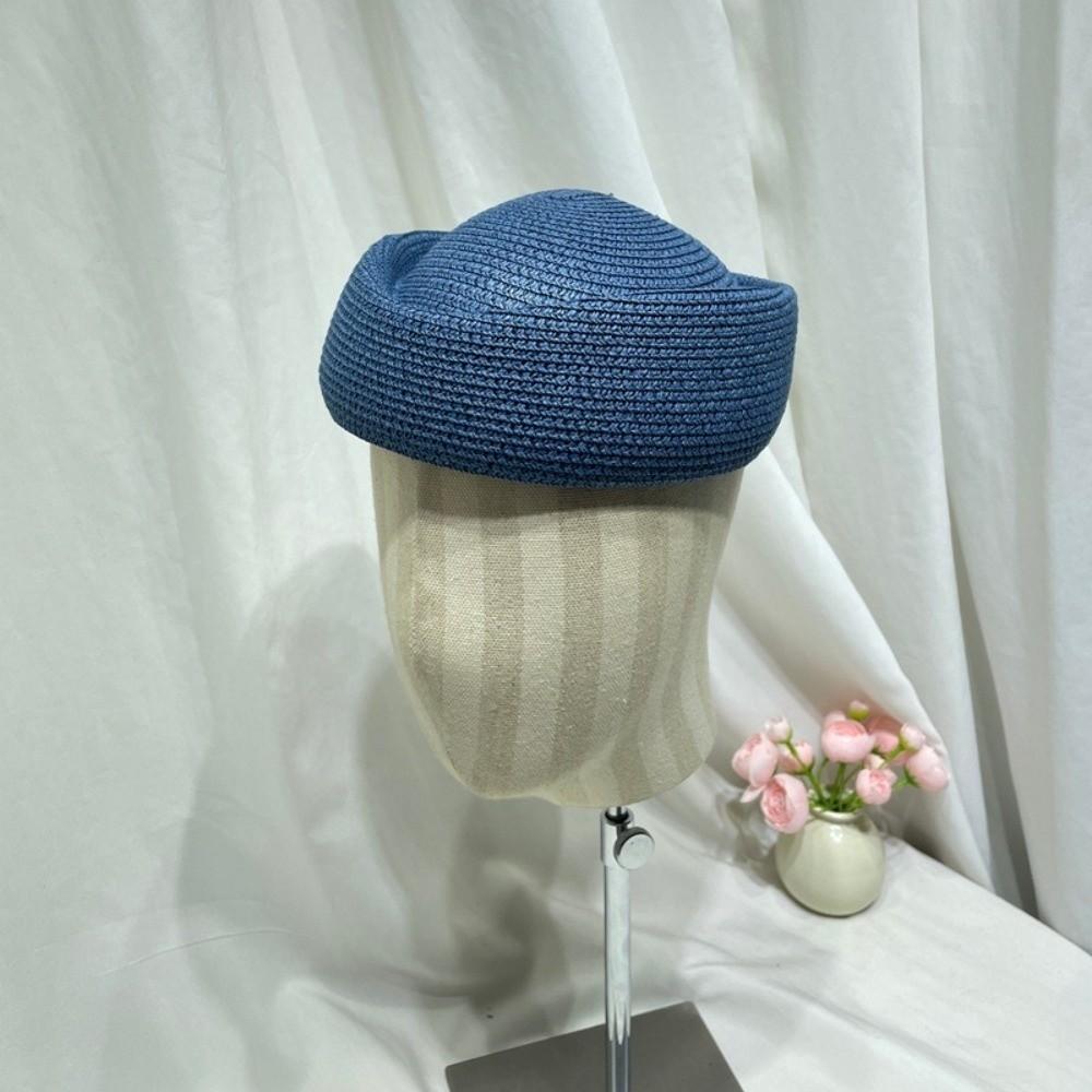 Elegant Flight Attendant Hat Teardrop Vintage Sun Hat Fashion Straw Beret Hat  Cocktail Event