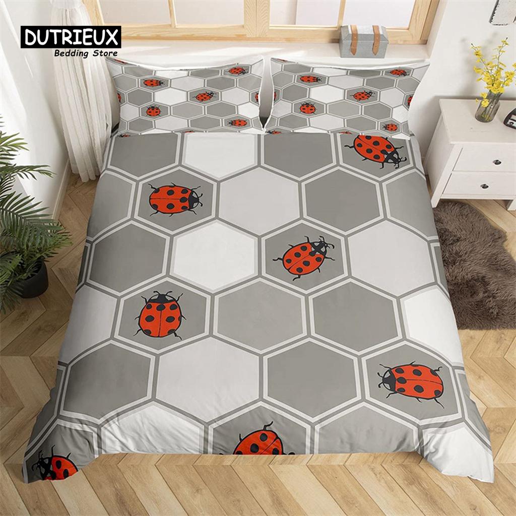 Marmor Bettbezug Set Mikrofaser Geometrisch Sechseck Steppdeckenbezug Wabenmuster Bettwäsche Set Einzelbett King Queen Für Kinder Jugendliche Erwachsene