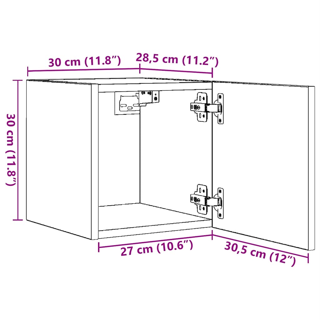 TV Wall Cabinets 2 pcs Concrete Grey 30.5 x 30 x 30 cm