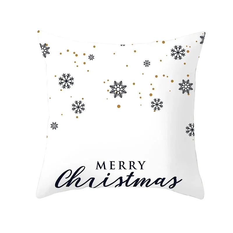 White Christmas Pillow Case Cute Santa Claus Elk Pillow Case Cover Winter Snowflake Decorative Pillowcases Christmas Pillow Case