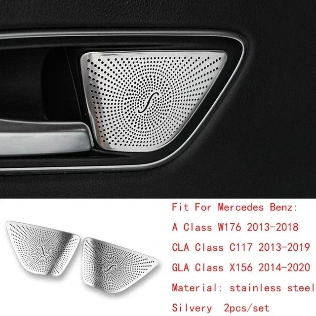 For Mercedes-Benz A CLA GLA Class W176 X156 C117 Steel Car Door Speakers Stereo Decorate Cover Speaker Trim Cover