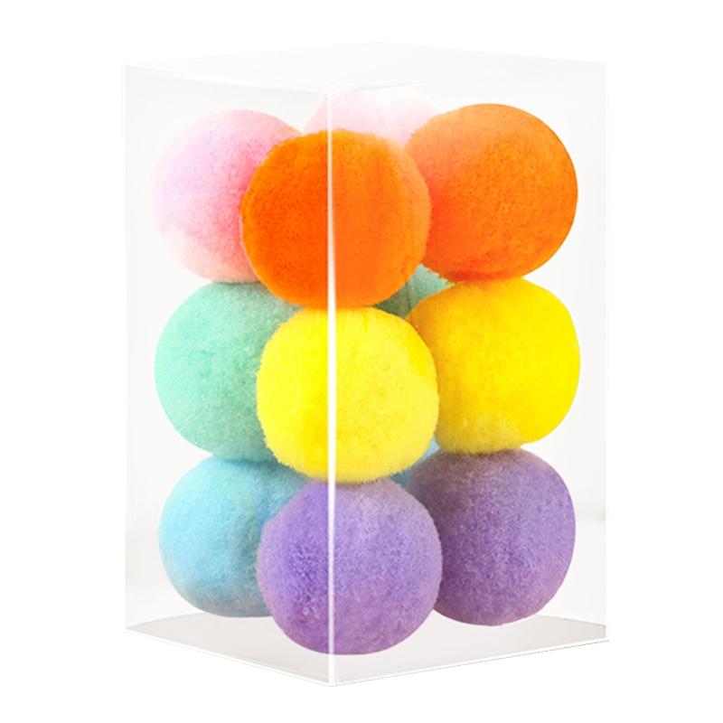 12 Pieces for Cat Ball Toys 1.8" 1.2" Small Plush Balls Colorful Kitten Chasing Balls Increasing Exercise for Indoor Cat