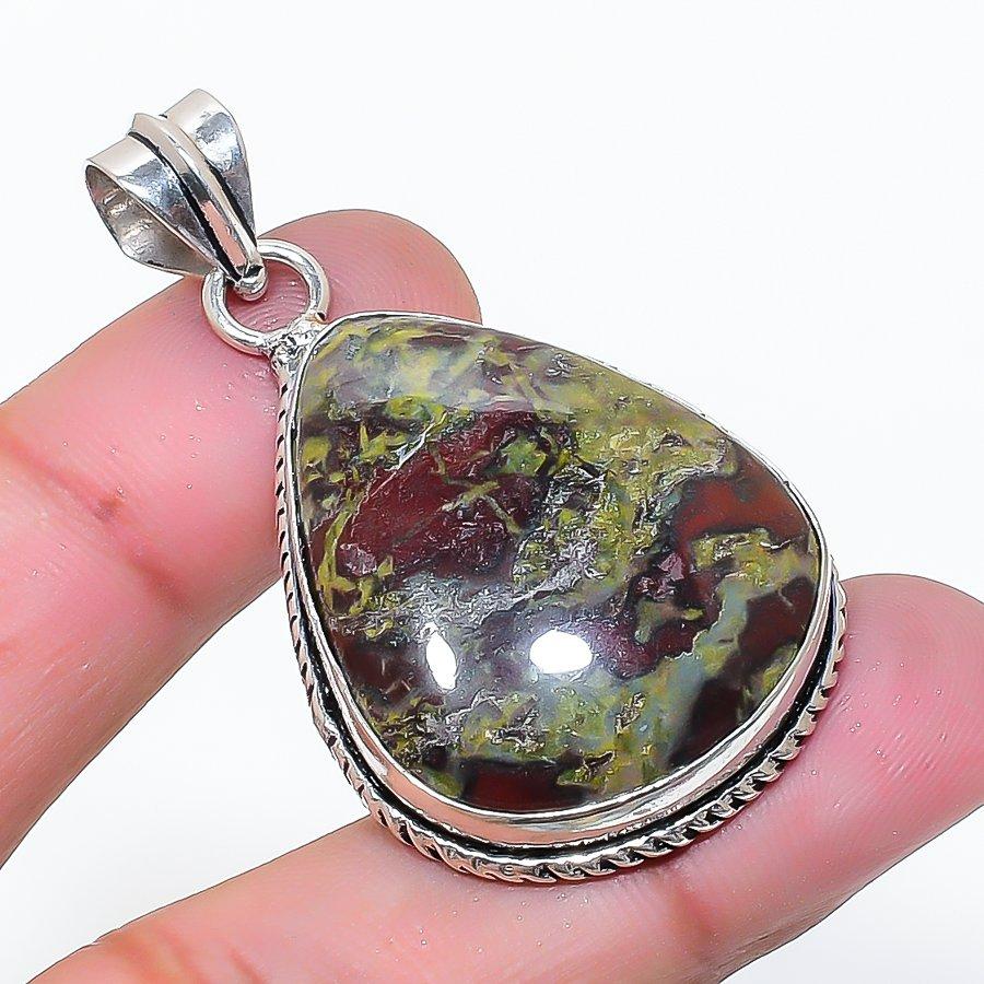 Natural Dragon Blood Gemstone Handmade 925 Sterling Silver Pendant 1.85 AP-15208