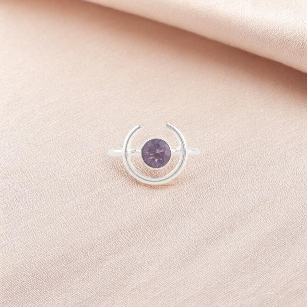 Purple Amethyst Gemstone Ring 925 Sterling Silver Handmade Jewelry Ring For Her RR-54-8