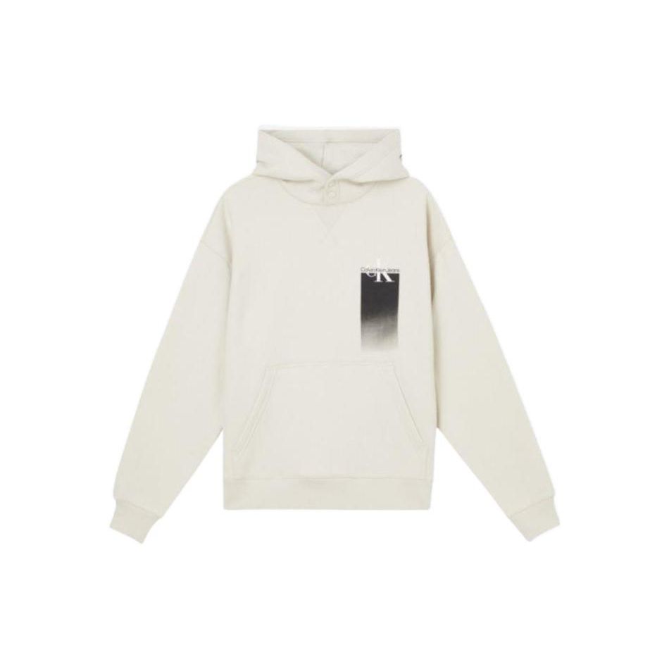 Calvin Klein Solid Color Printed Hooded Long Sleeve Sweatshirt Men sweatshirt White J30J321890-ACF