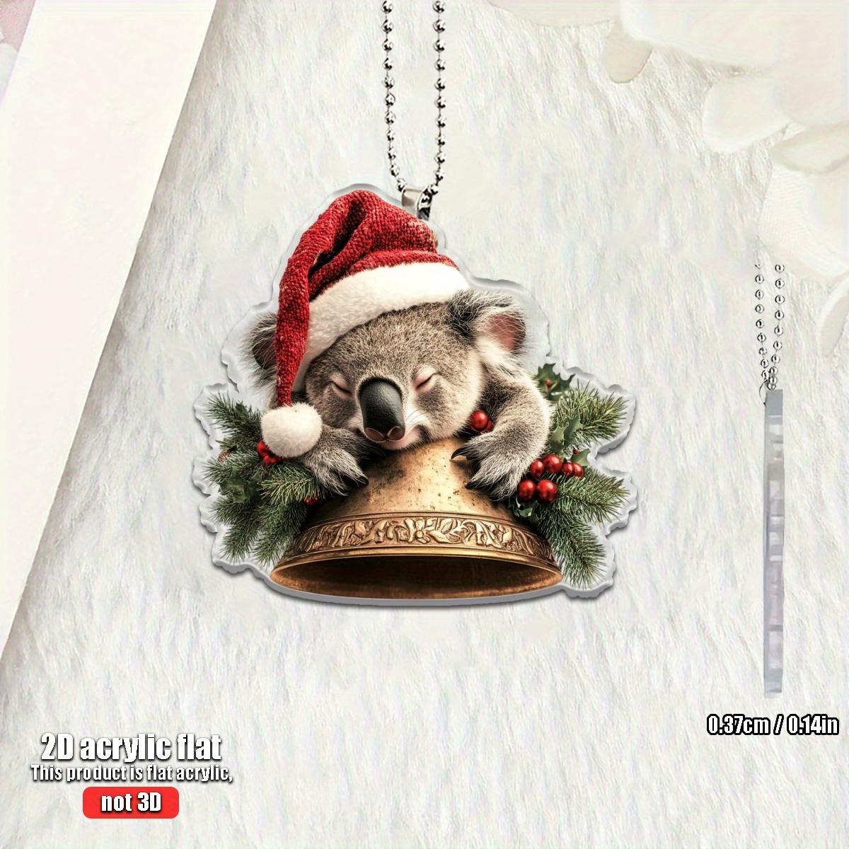 

1/4 2D Christmas Hat Tree Branches Koala Bells Suitable for Car Home Festival Decoration Christmas Tree Pendant Christmas Gift