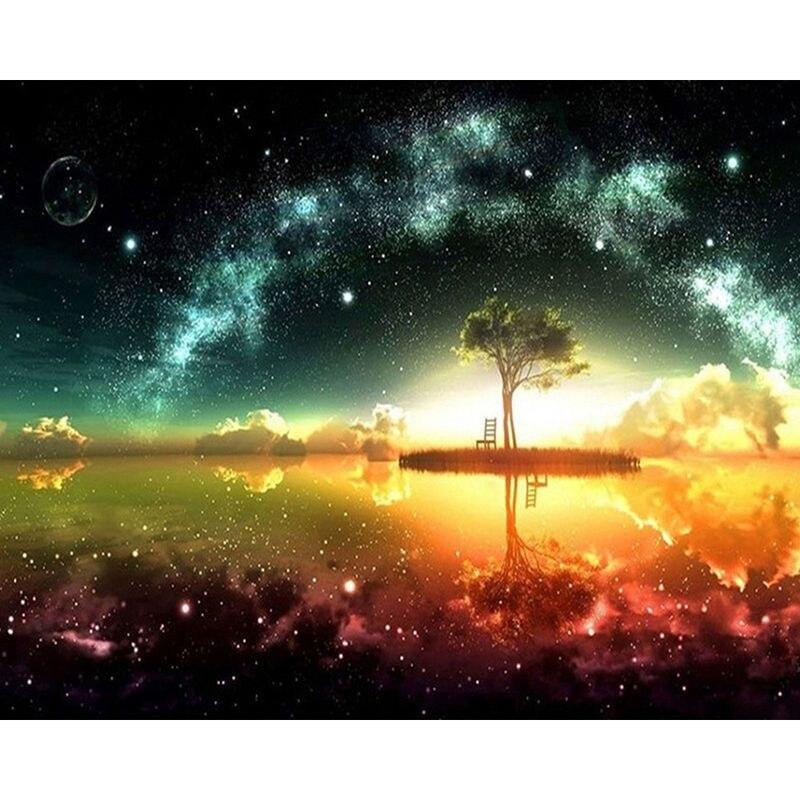 Volle Runde 5D DIY Diamant Malerei Kreuzstich Planet Aurora Nacht Landschaft Mosaik handgemachte Geschenk Kunst