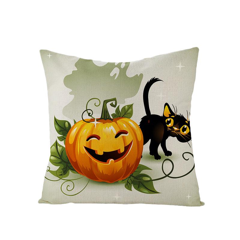 Halloween Pillowcase New Pumpkin Black Cat Series Sofa Cushion Waist Pillowcase Home