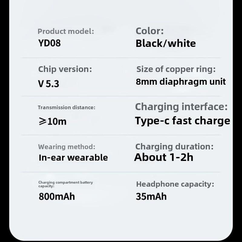 Mirror Digital Display Wireless Bluetooth Headphones In-ear Long Endurance Sports Headphones with Handle