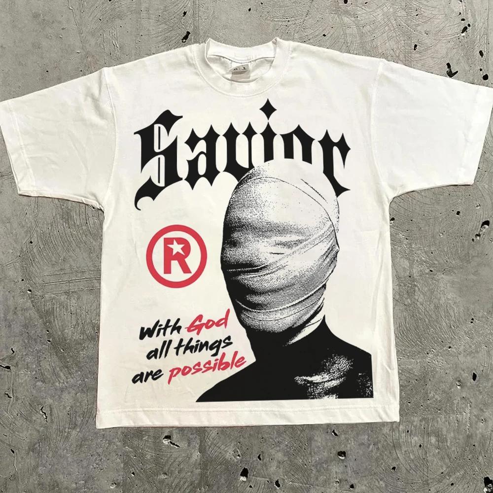 Retro Street Alphabet Print Oversized T-shirt Men and Women Y2k Harajuku Fashion Couple Casual Loose T-shirt Top