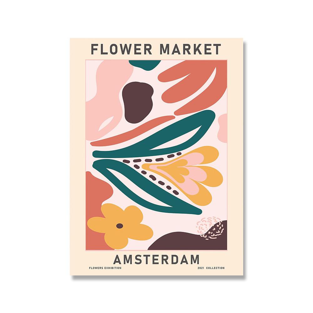Abstract Flower Market Vintage Watercolor Wall Art Canvas Painting Nordic Posters And Prints Wall Pictures For Living Room Decor No Frame