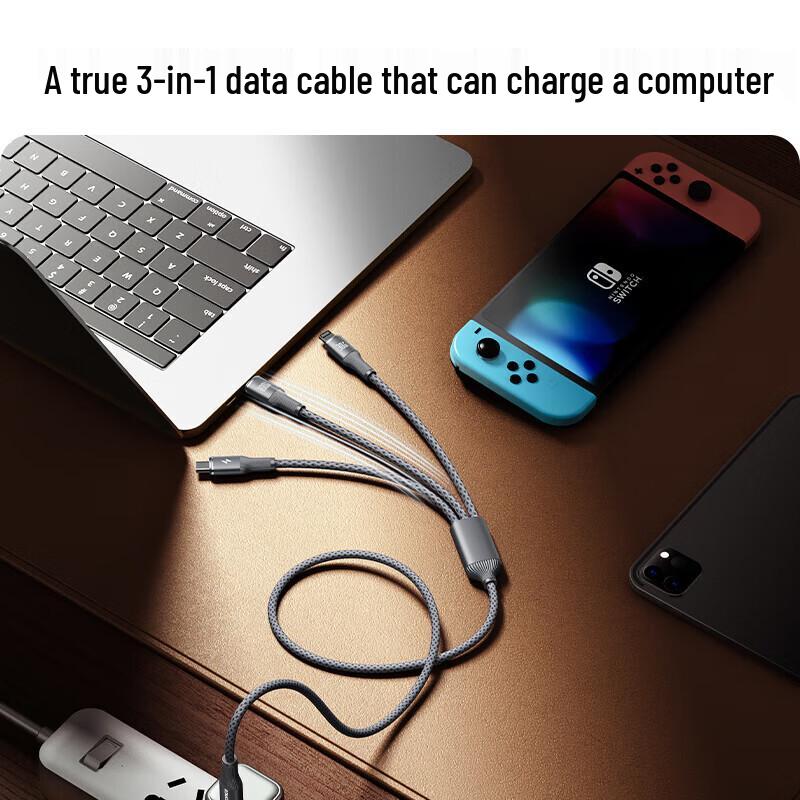 W&P 3-in-1 PD 100W Fast Charging Braided Data Cable