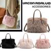Women Faux Fur Shoulder Bag Fluffy Crossbody Bag Adjustable Strap Mini Tote Bag Solid Satchel Purse for Travel Party