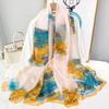 Print Silk Scarf Hijab Women Spring Deisgn Soft Beach Stoles Elegant Head Scarves Echarpe Shawl Satin Large Wrap Echarpe Bandana