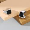 Classic Simple Black Square Opening Rings for Men Women Unisex Personality Sliver Color Stainless Steel Jewelry Accessories Gift