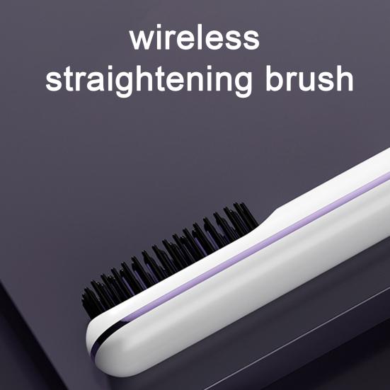 Cordless Hair Straightener Brush 3 Temperature LCD Display Hair Straightening Comb USB Rechargeable Fast Heating Electric Hot Brush