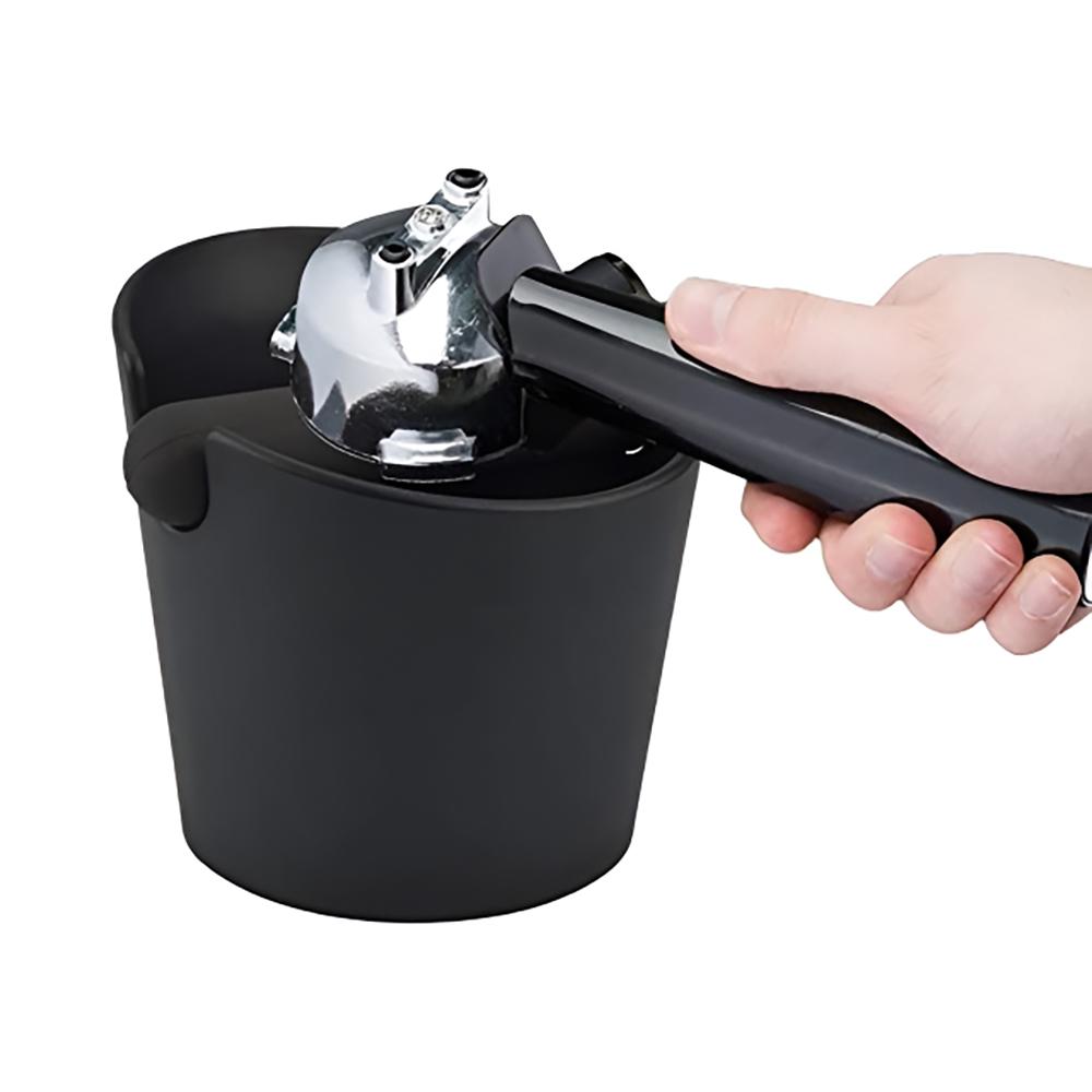 Espresso Coffee Knock Box for Grounds with Removable Shock-Absorbent Knock Bar and Anti-Slip Base, Coffee Knock Box Container, Black