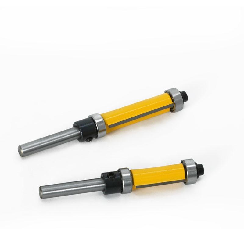 1/2 Stück 6 mm 1/4-Zoll-Schaft-Schablonen-/Trim-Fräser mit 2 Zoll langen Fräsern oben und unten, Kugellager, Holzbearbeitungswerkzeug