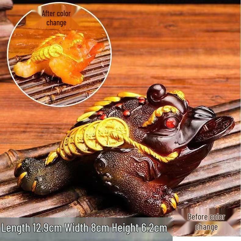 Luxury Resin Pixiu Tea Pet: Color-Changing Wealth-Attracting Ornament for Tea Sets.