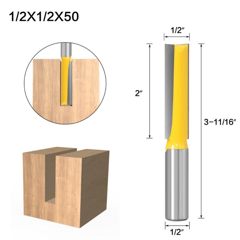 1/2" Shank Long Cleaning Bottom Engraving Bit Solid Carbide Router Bit Woodworking Tools CNC Milling Cutter Endmill