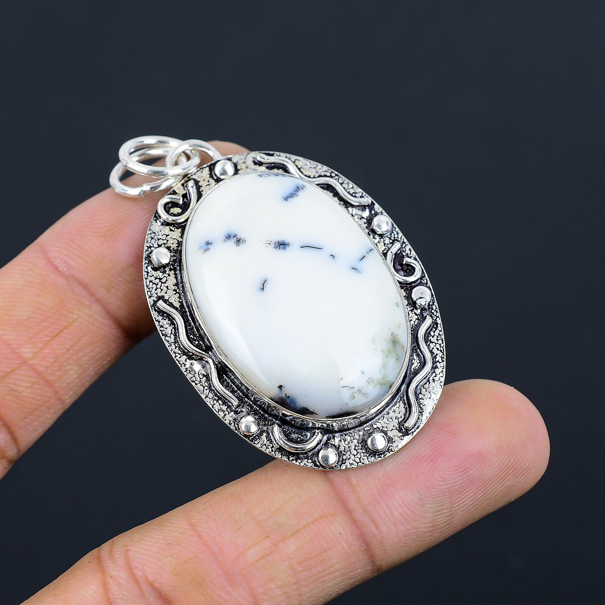 

Friendship Day Sale Dendrite Opal Gemstone 925 Sterling Silver Pendant Jewelry