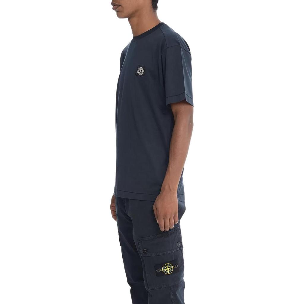 Stone Island Logo Pullover Crew Neck T-Shirt Men T-Shirts Dark-Blue K1S152100039S0013-V0020