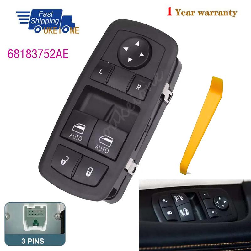

68183752AE For Dodge Challenger 2015-2017 Master Driver Side Electric Power Window Switch Lifter Control Button with 2AUTO