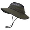 Unisex Wide Brim Mesh Sun Hat Uv Protection Breathable Adjustable Chin Strap Outdoor Hiking Fishing Bucket Hat