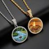 European-American Hip Hop Rhinestone Round Photo Pendant Necklace