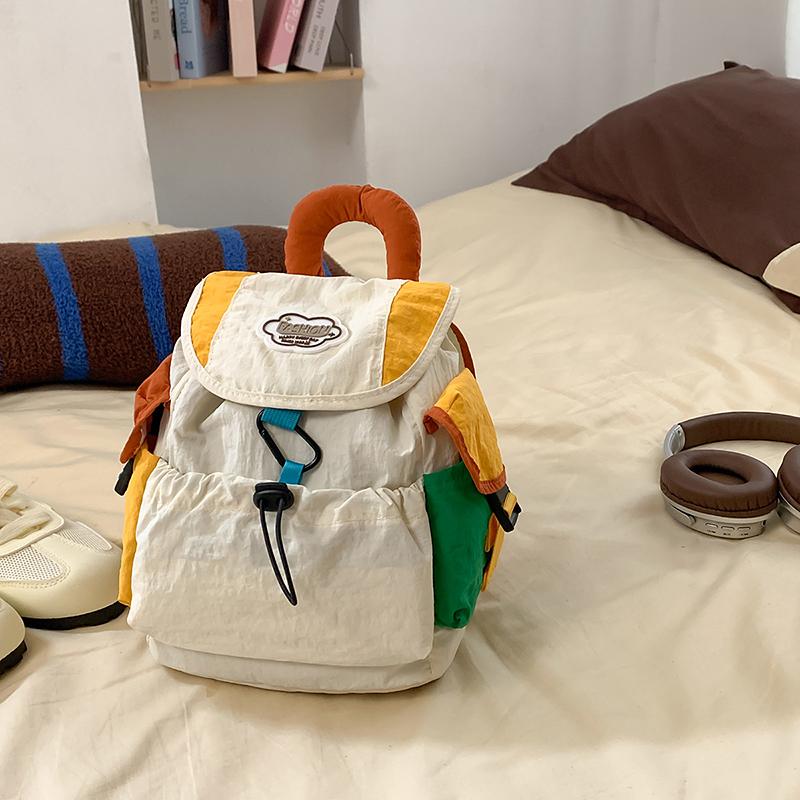 Contrast Color Backpack Stitching Student Schoolbag Women's Lightweight Backpack