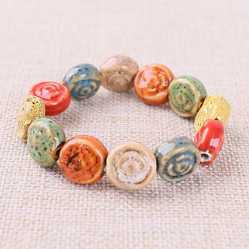 

1Pc Diy Accessories Ceramic Stripe Watermelon Beads Bracelet Colorful Floral Glaze Beads Bracelet Handmade Jewelry