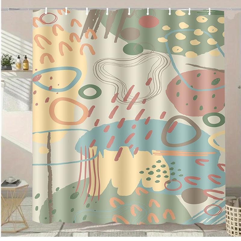 Simple Alpaca Washable Dirt-Resistant Shower Curtain Shower Head Waterproof Polyester Bath Curtain For Home Decor Accessories