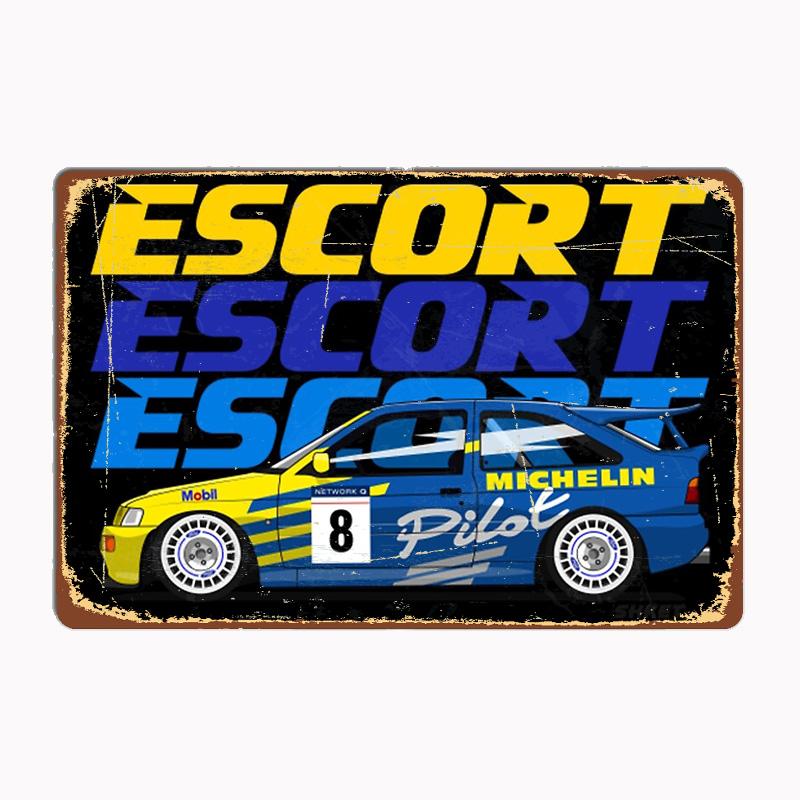 FD ESCORT RS COSWORTH RALLY CAR Classic Car Vintage Metal Poster Sign Club Custom Indoor Wall Tin Sign Room Decor Home Decor