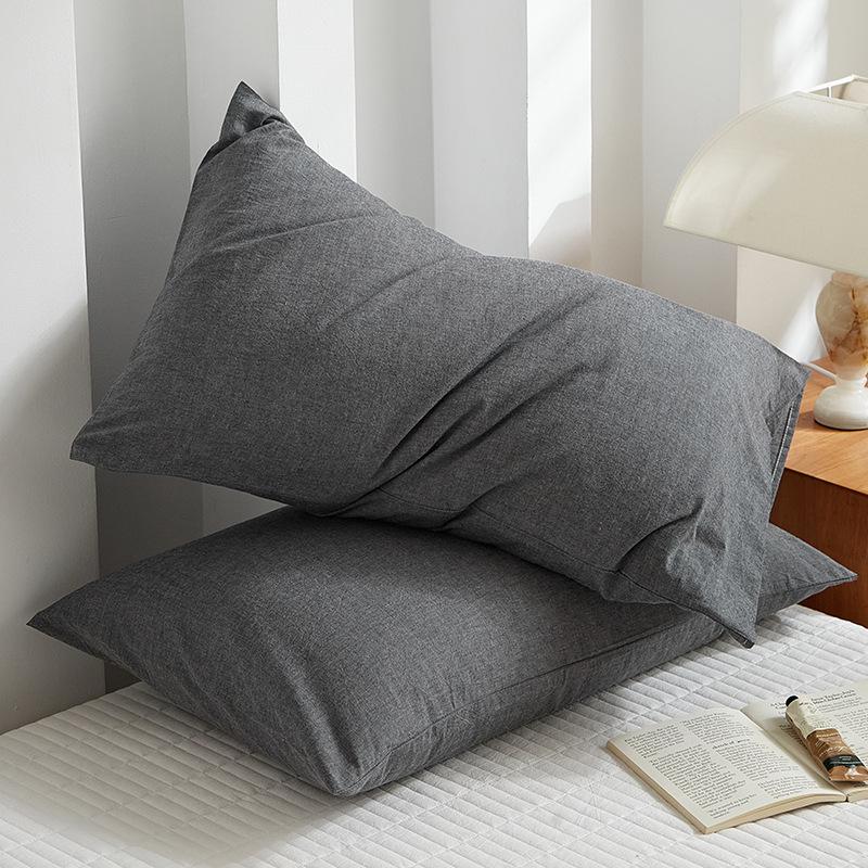 Sada 2 povlaků na polštáře z čisté bavlny barvené přízí, 48x74 cm, pro jednu osobu, povlaky na polštáře z prané bavlny.