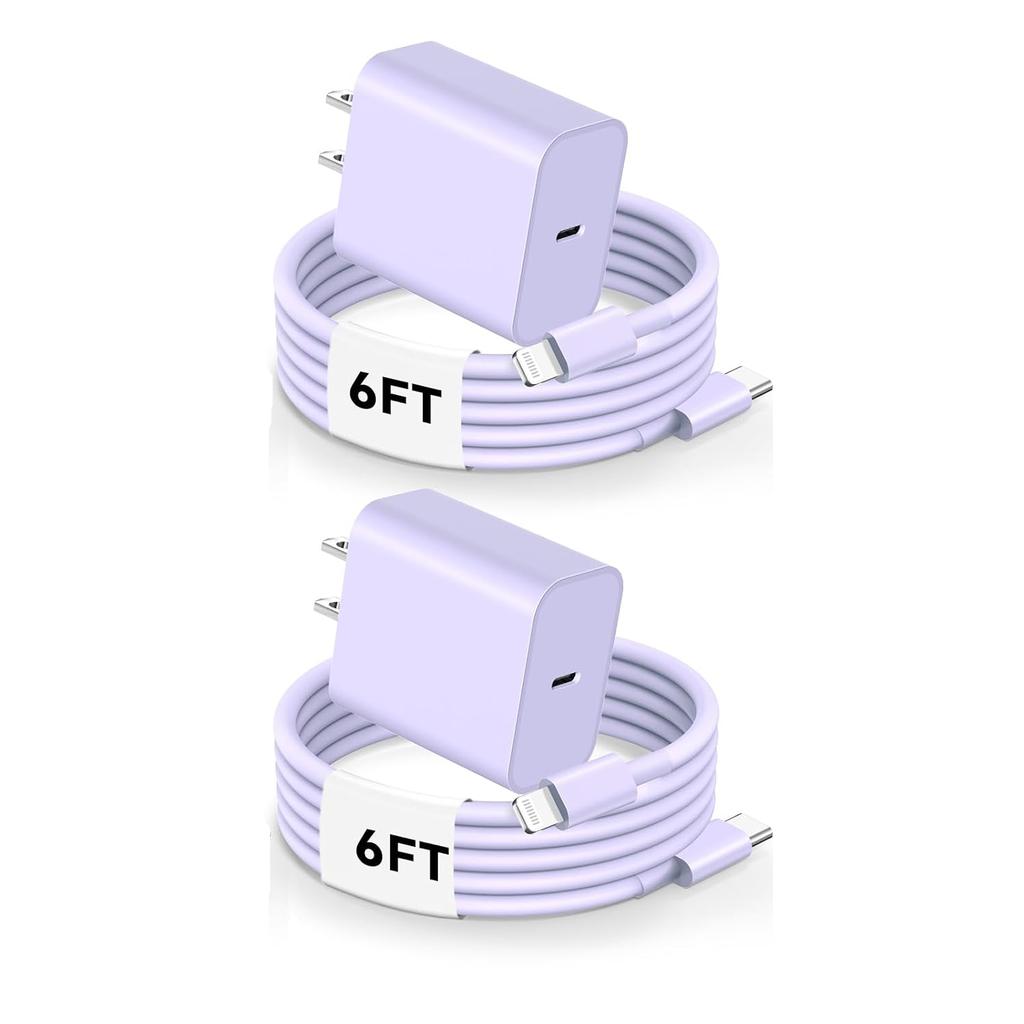 Xiaomi 4 Pack Charger Fast Charging,USB C Wall Charger, 20W Type C Wall Charger Block with 6FT USB C To L Cable For iPhone 17 For iPad