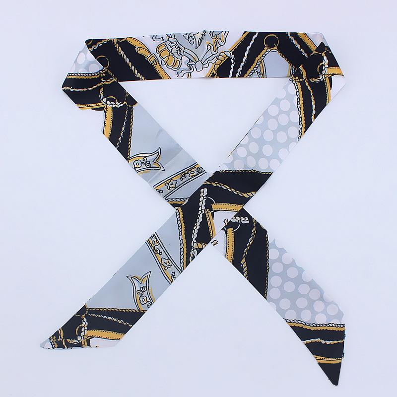 New Fashion Retro Pinrt Bag Luxury Designer Womens Silk Scarf Headwear Long Skinny Tie Scarves Ribbon Accessories Summer