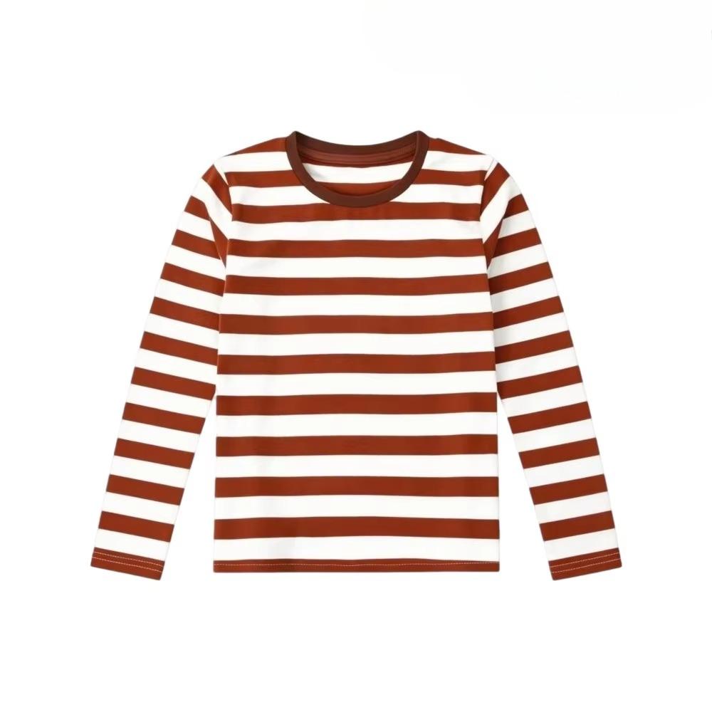 Kids Long Sleeve T-Shirt Boys Creativity Stripe Print Autumn Children Top Round Neck Fashionable Comfortable Versatile Leisure T-shirt