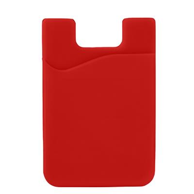 Self-adhesive Credit Card Holder Case for the Back of the Phone, Silicone, Red