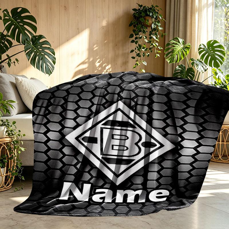 Custom Name Personalized Borussia Monchengladbach Print Blanket, Home Decor, Bedroom, Sofa, Camping, Couch, Gifts for Birthday Christmas