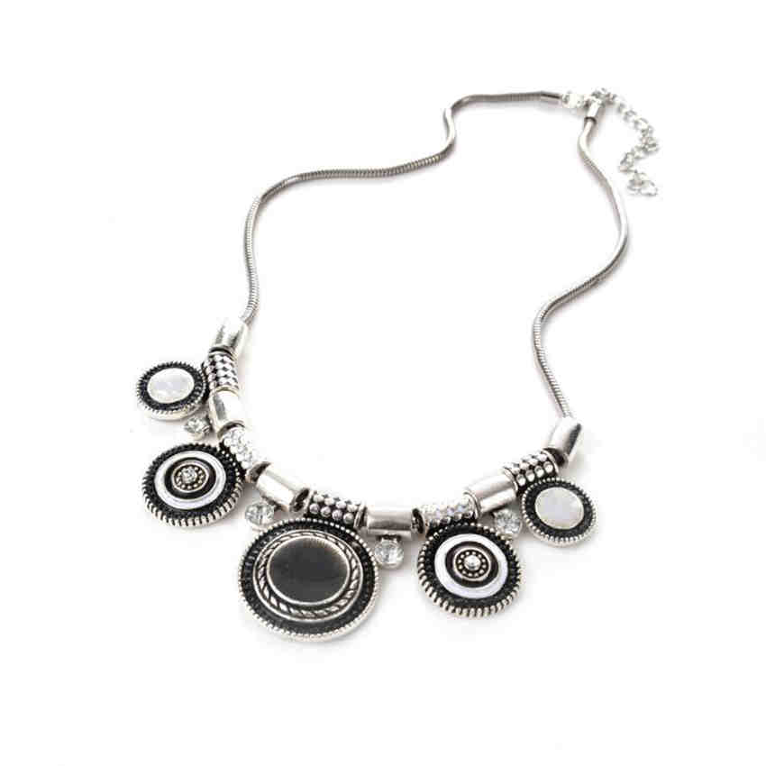 Ethnic Style Female Necklace Alloy Clavicle Colorful Geometric Chain Necklace