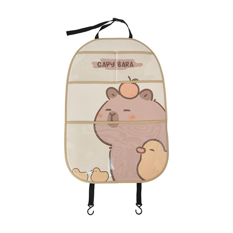 Capybara Car Storage Bag: Anti-Dirty, Anti-Kick, Cartoon Leather Trash Can