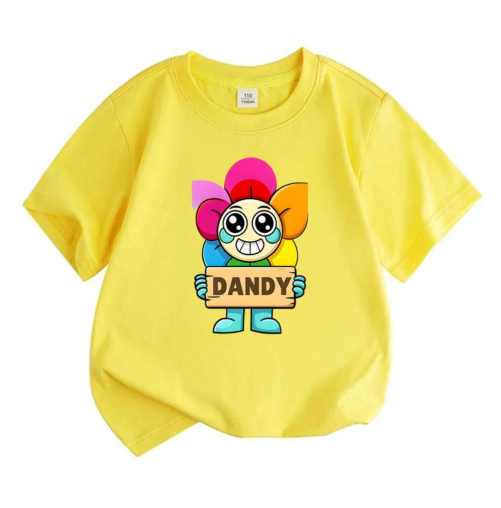 Kids Boys Girls 100% Cotton Crew Neck Short Sleeve T-Shirt Cute Rainbow Flower Dandy Cartoon Graphic Casual Comfortable Breathable Tee for Daily Outdo