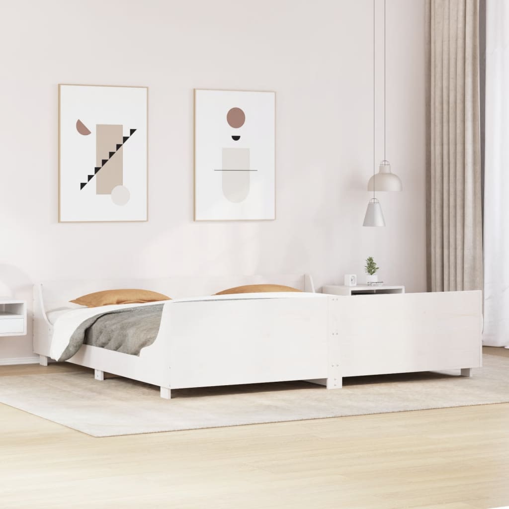 Solid Wood Bed without Mattress White 180x200 cm Pine Wood