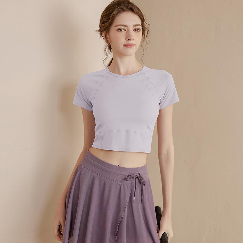 

Женский высококачественный быстросохнущий топ с коротким рукавом для йоги - Приталенная, дышащая футболка для фитнеса и пилатеса на лето XL